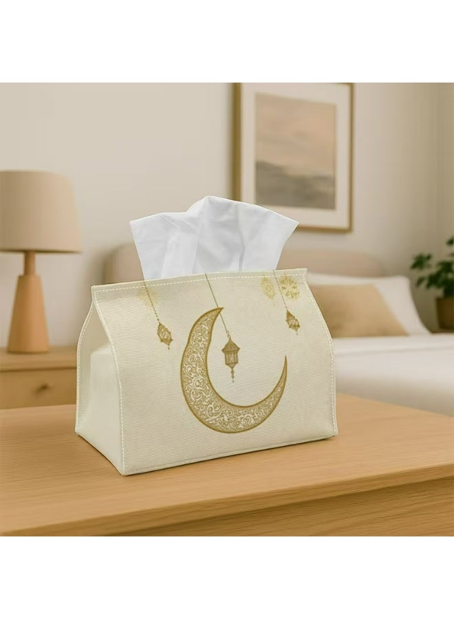 Kandid حامل مناديل فوانيس رمضان الشرقية السماوية الذهبية (18x11x13 سم) - Image 1